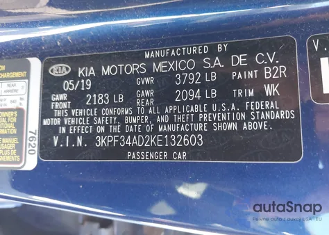 2019 Kia Forte S z USA, uszkodzony, nr VIN 3KPF34AD2KE132603